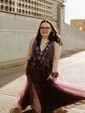 Ball Gown V-neck Tulle Prom Dresses With Appliques