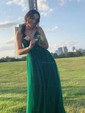 Ball Gown V-neck Tulle Prom Dresses With Appliques