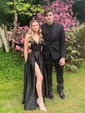 Ball Gown V-neck Satin Prom Dresses With Floor-length