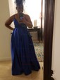 Ball Gown V-neck Satin Prom Dresses With Floor-length