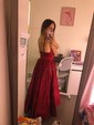 Ball Gown V-neck Satin Prom Dresses With Floor-length