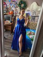 Ball Gown V-neck Satin Prom Dresses With Floor-length