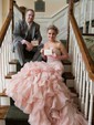 Trumpet/Mermaid Sweetheart Organza Court Train Wedding Dresses With Cascading Ruffles