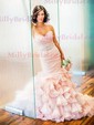 Trumpet/Mermaid Sweetheart Organza Court Train Wedding Dresses With Cascading Ruffles