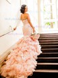 Trumpet/Mermaid Sweetheart Organza Court Train Wedding Dresses With Cascading Ruffles