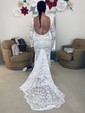 Trumpet/Mermaid V-neck Lace Sweep Train Wedding Dresses