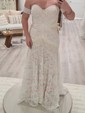 Sheath/Column Sweetheart Lace Sweep Train Wedding Dresses