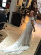 Sheath/Column Sweetheart Lace Sweep Train Wedding Dresses