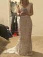 Sheath/Column V-neck Lace Sweep Train Wedding Dresses