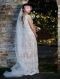 Sheath/Column V-neck Lace Sweep Train Wedding Dresses