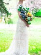 Sheath/Column V-neck Lace Sweep Train Wedding Dresses