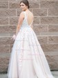 Ball Gown/Princess Floor-length V-neck Tulle Beading Prom Dresses