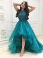 Princess Halter Organza Asymmetrical Beading Prom Dresses