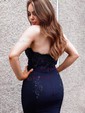 Mermaid Strapless Stretch Crepe Prom Dresses With Appliques