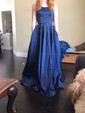 A-line Scoop Neck Satin Prom Dresses With Ruched