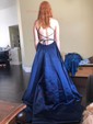 A-line Scoop Neck Satin Prom Dresses With Ruched