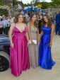 Ball Gown/Princess Floor-length V-neck Satin Split Front Prom Dresses