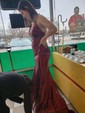 Trumpet/Mermaid Sweep Train V-neck Sequined Prom Dresses