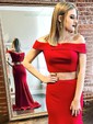 Trumpet/Mermaid Off-the-shoulder Stretch Crepe Sweep Train Prom Dresses