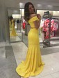 Trumpet/Mermaid Off-the-shoulder Stretch Crepe Sweep Train Prom Dresses