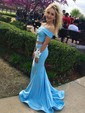 Trumpet/Mermaid Off-the-shoulder Stretch Crepe Sweep Train Prom Dresses