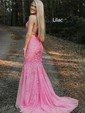 Trumpet/Mermaid Square Neckline Tulle Sweep Train Beading Prom Dresses