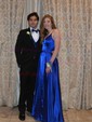 A-line V-neck Satin Prom Dresses With Ruched