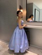 Ball Gown Straight Satin Tea-length Homecoming Dresses