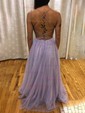 A-line Scoop Neck Tulle Prom Dresses With Appliques