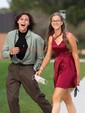 Elegant Skater Satin V-neck Homecoming Dresses
