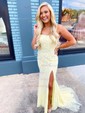 Sheath/Column Strapless Lace Tulle Prom Dresses With Appliques