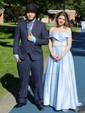 Ball Gown/Princess Floor-length Off-the-shoulder Satin Split Front Prom Dresses