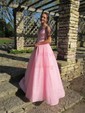 Ball Gown V-neck Floor-length Tulle Prom Dresses