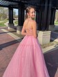 Ball Gown V-neck Floor-length Tulle Prom Dresses