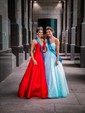 Ball Gown V-neck Floor-length Tulle Prom Dresses