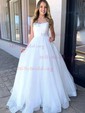 Ball Gown/Princess Sweep Train Scoop Neck Glitter Pockets Prom Dresses