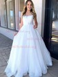 Lilac Ball Gown Scoop Neck Tulle Prom Dresses With Ruched