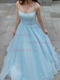Lilac Ball Gown Scoop Neck Tulle Prom Dresses With Ruched