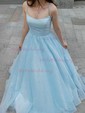 Ball Gown/Princess Sweep Train Scoop Neck Glitter Pockets Prom Dresses