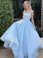 Ball Gown/Princess Sweep Train Scoop Neck Glitter Pockets Prom Dresses