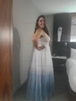 Ball Gown V-neck Tulle Prom Dresses With Appliques