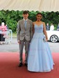 Ball Gown V-neck Tulle Prom Dresses With Ruched