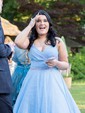 Ball Gown V-neck Tulle Prom Dresses With Ruched