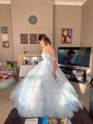 Ball Gown Off-the-shoulder Tulle Sweep Train Beading Prom Dresses