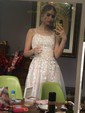 Ball Gown Scoop Neck Tulle Prom Dresses With Appliques