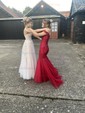 Ball Gown Scoop Neck Tulle Prom Dresses With Appliques