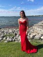 Mermaid Strapless Tulle Corset Prom Dresses With Appliques