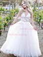 Ball Gown/Princess Floor-length V-neck Tulle Appliques Lace Prom Dresses