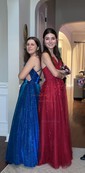 Ball Gown V-neck Lace Tulle Prom Dresses With Appliques