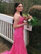 Mermaid Scoop Neck Tulle Prom Dresses With Appliques